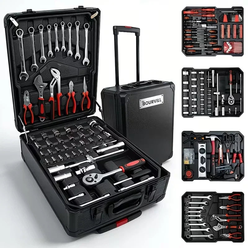 BOURVILL 899-Piece Tool Kit with Rolling Case — Chrome Vanadium Steel